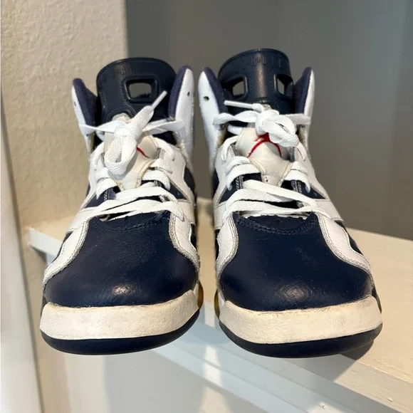 Nike Air Jordan VI 6 Retro 2012 Olympic White Navy Blue 384665-130 Size 5.5Y - Picture 9 of 9